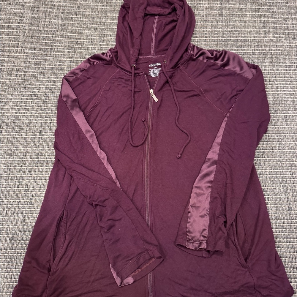 Soma Maroon Zip-Up Hoodie